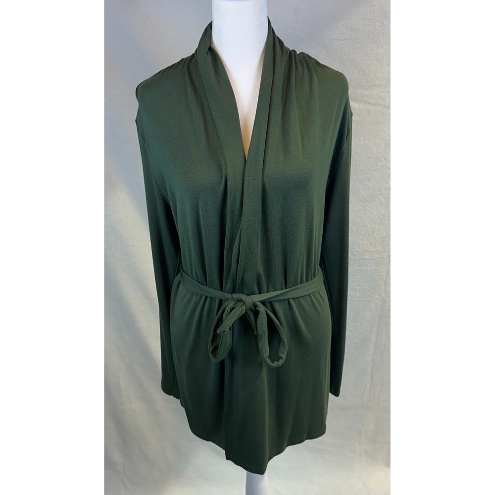 OF MERCER Sweater Womens‎ Medium Green Wrap Cardigan Belted Minimalist NEW